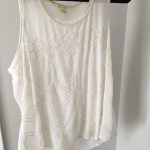 Shear sleeveless shirt with beading
